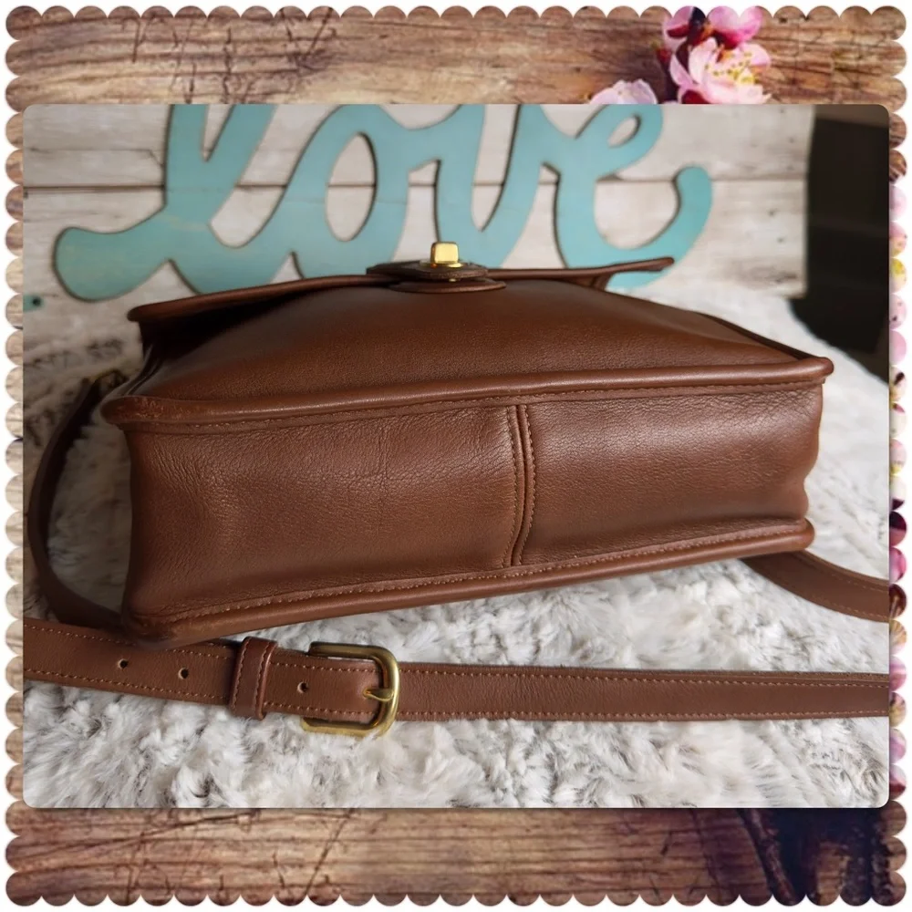 VINTAGE COACH Vicuña SADDLE / TAN LEATHER MESSENGER CROSSBODY WILLIS BAG
 #9927_7